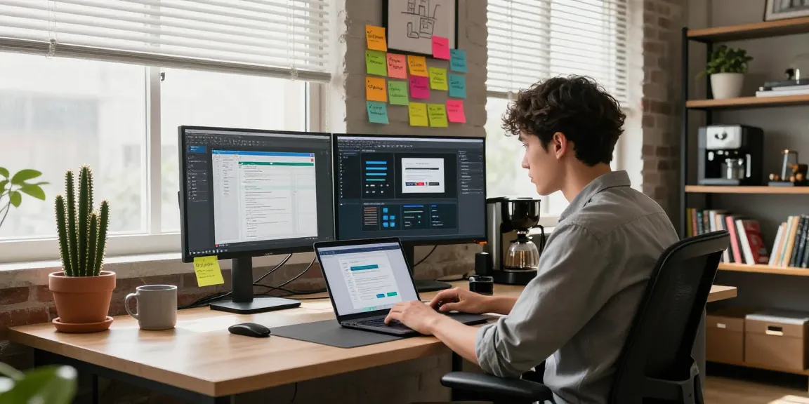 Focused professional on WPS Download page in a modern workspace